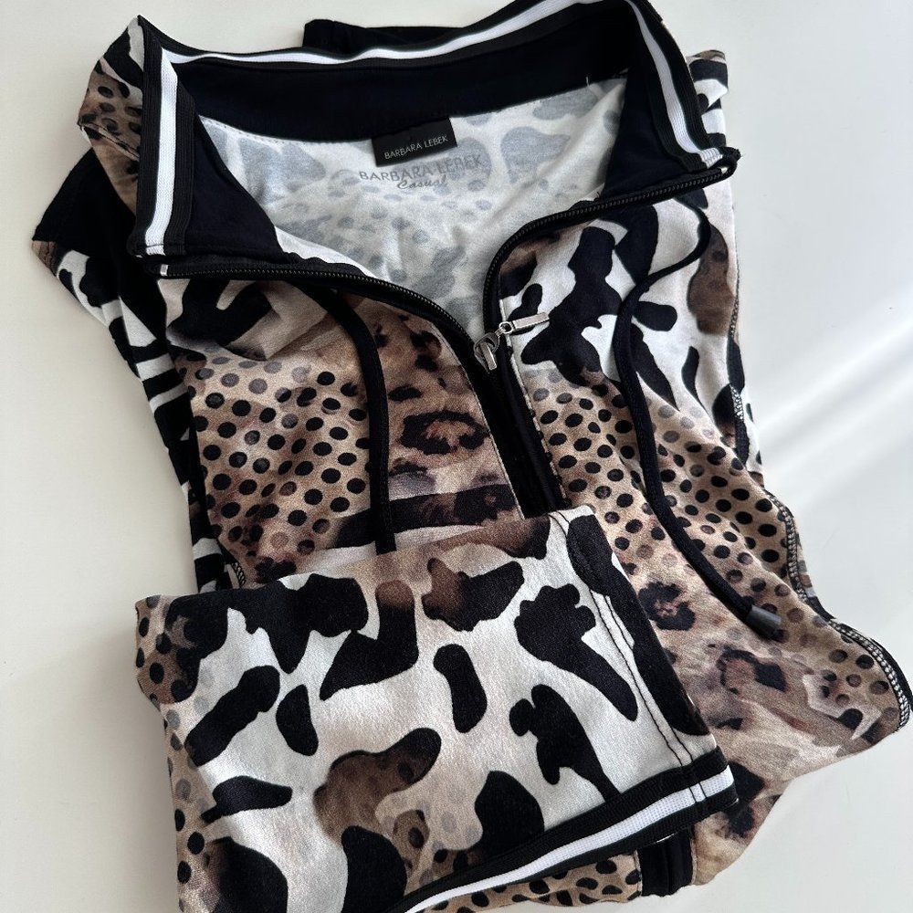 barbara lebek Leopard print zip front cardigan top - Picture 8 of 10